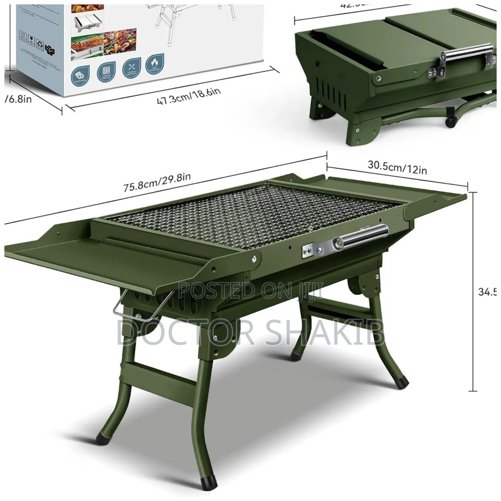 Portable Green Foldable Charcoal Bbq Grill