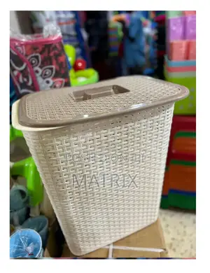 Cream Plastic Laundry Basket