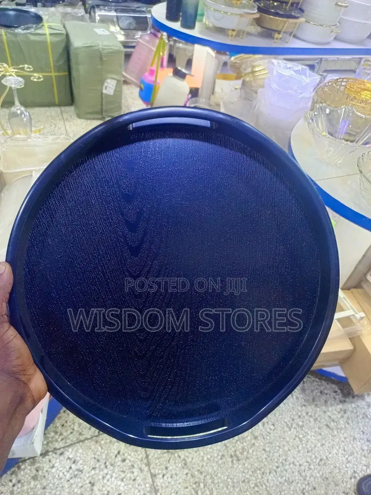 Round, Black Serving Tray