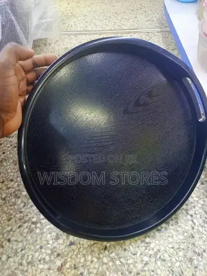 Round, Black Serving Tray