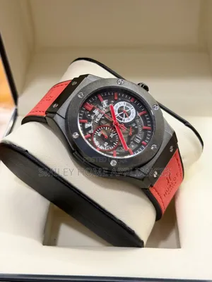 Red Leather Strapped Men's Automatic Hublot Wrist Watch at 20% Discount