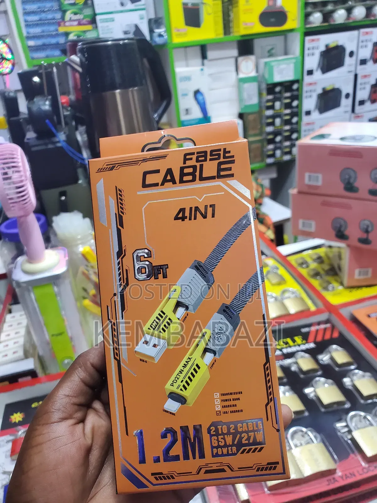 4-in-1 Fast Charging Cable With Pd 27w Max Power Delivery.