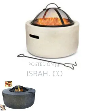 Spacious Granite-Effect Outdoor Fire Pit With Grill Spark Screen
