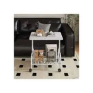 Modern C-Shaped Rolling End Table With Storage Basket - Multicolor