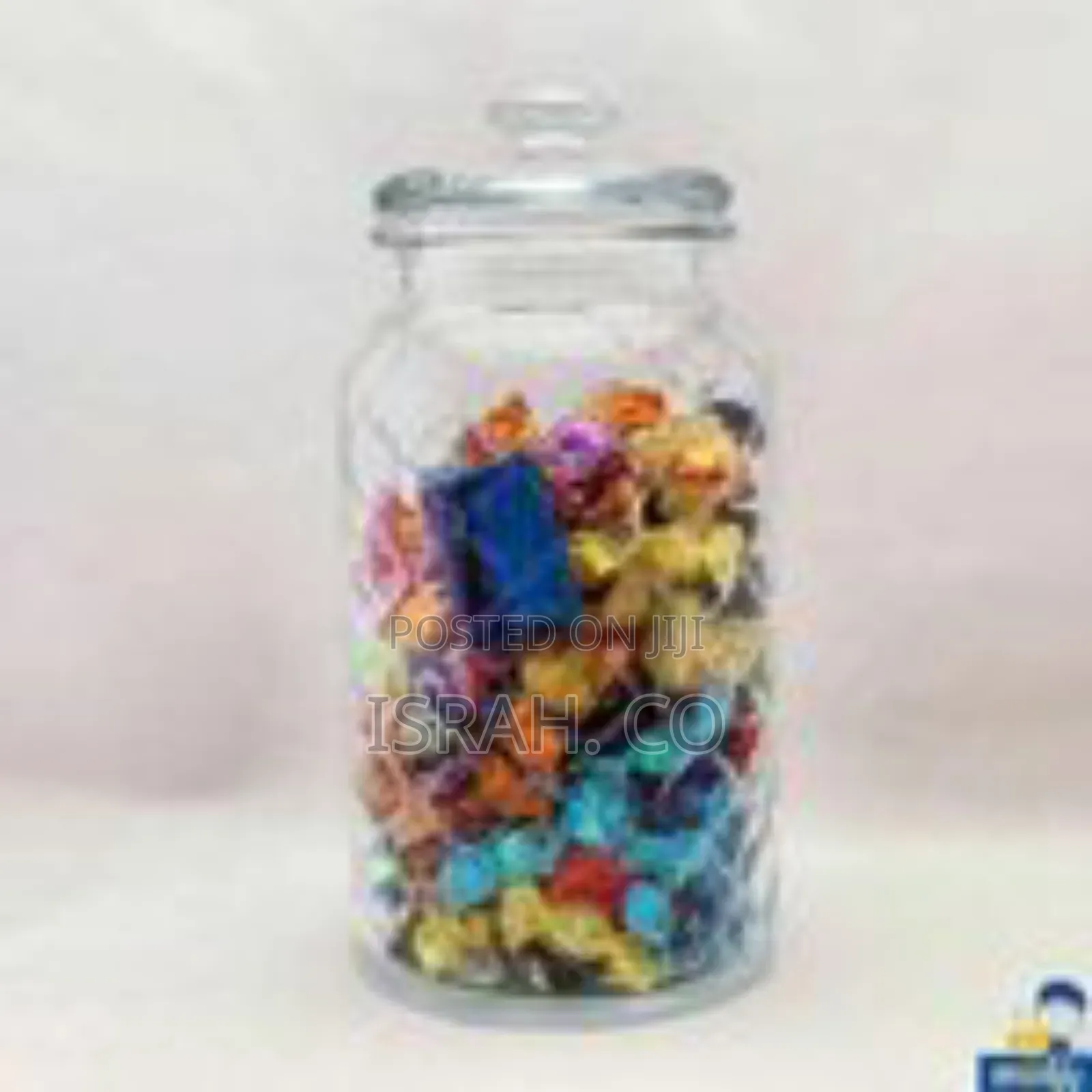 Large Fluted Glass Storage Jar With Lid