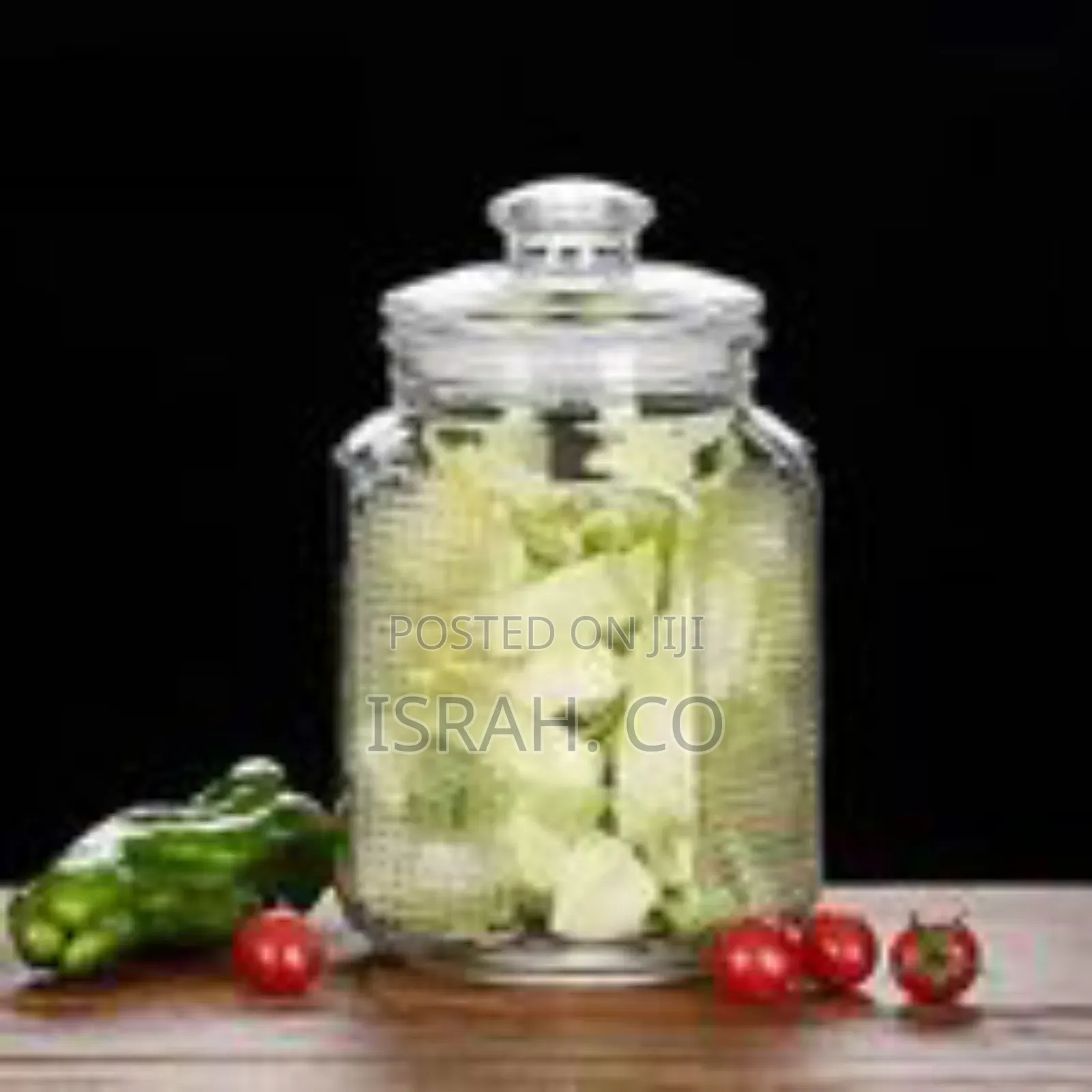 Large Fluted Glass Storage Jar With Lid