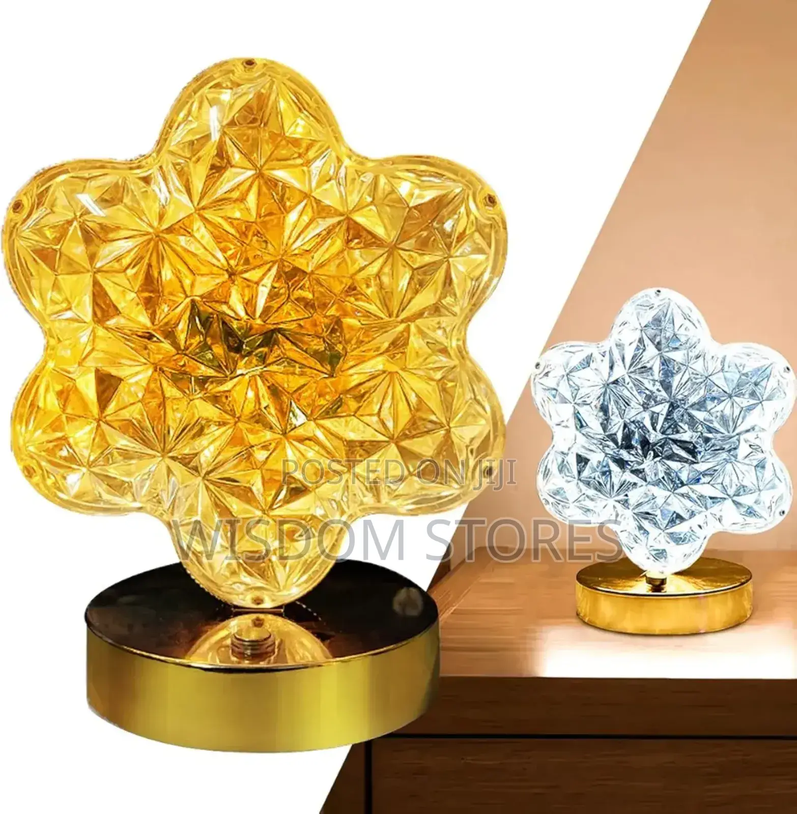 Golden Acrylic Crystal Table Lamp With 3 Lighting Modes