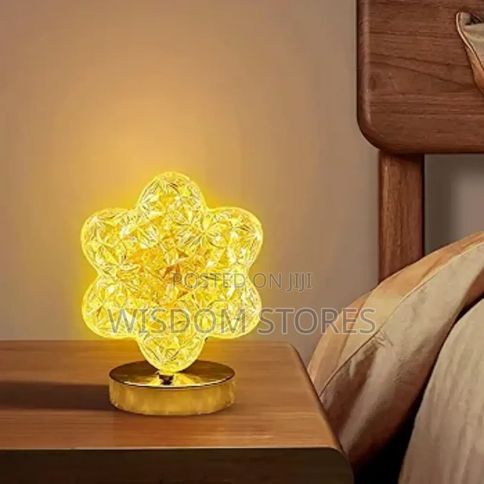 Golden Acrylic Crystal Table Lamp With 3 Lighting Modes