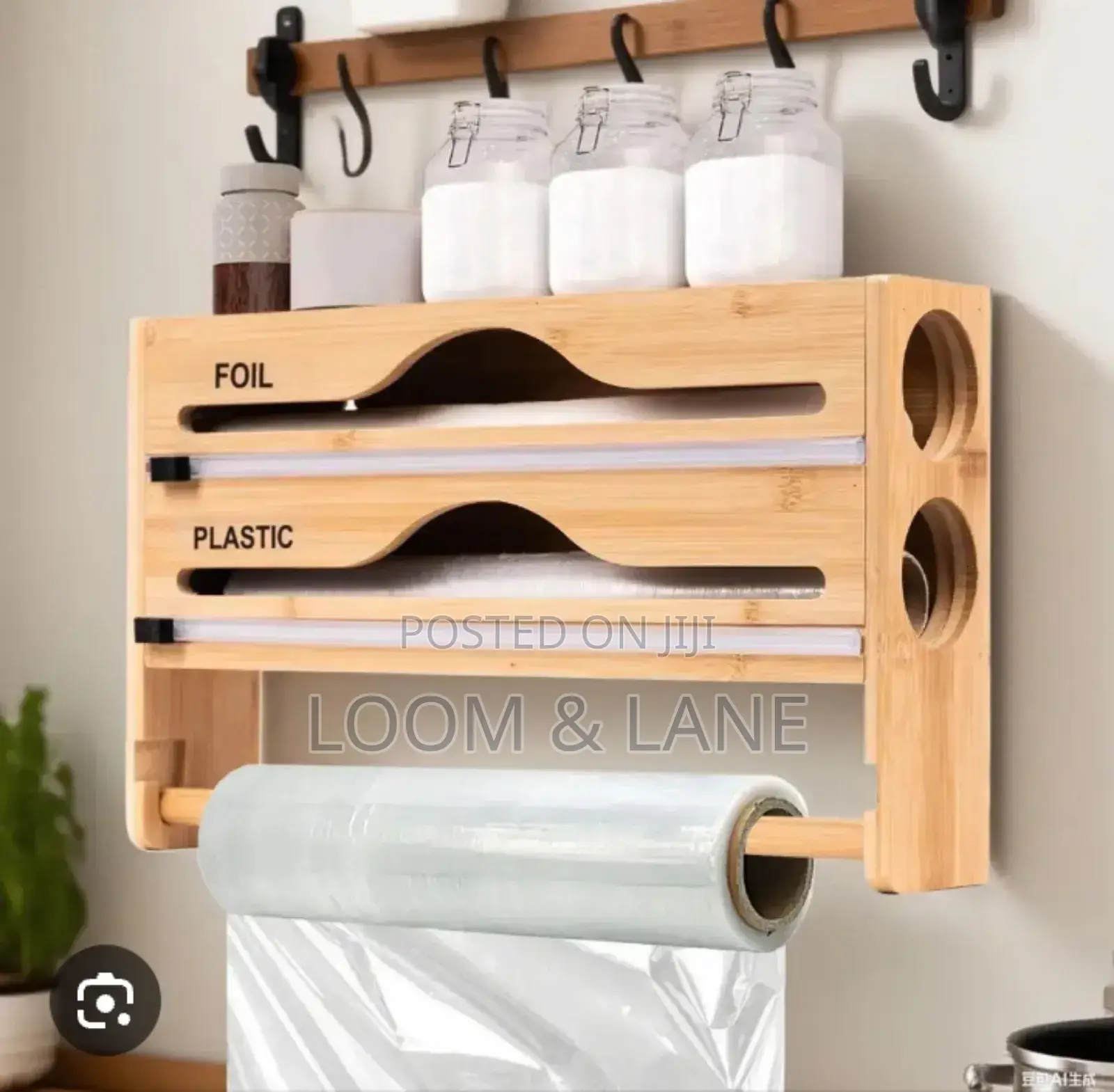 Wall-Mounted Bamboo Wrap Dispenser and Organizer
