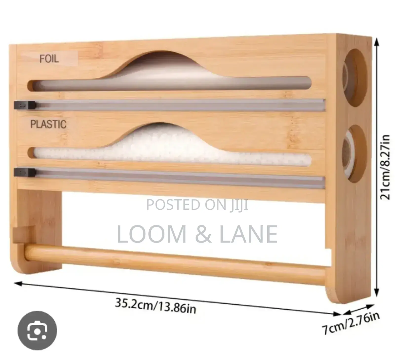 Wall-Mounted Bamboo Wrap Dispenser and Organizer