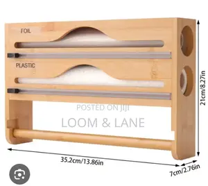 Wall-Mounted Bamboo Wrap Dispenser and Organizer