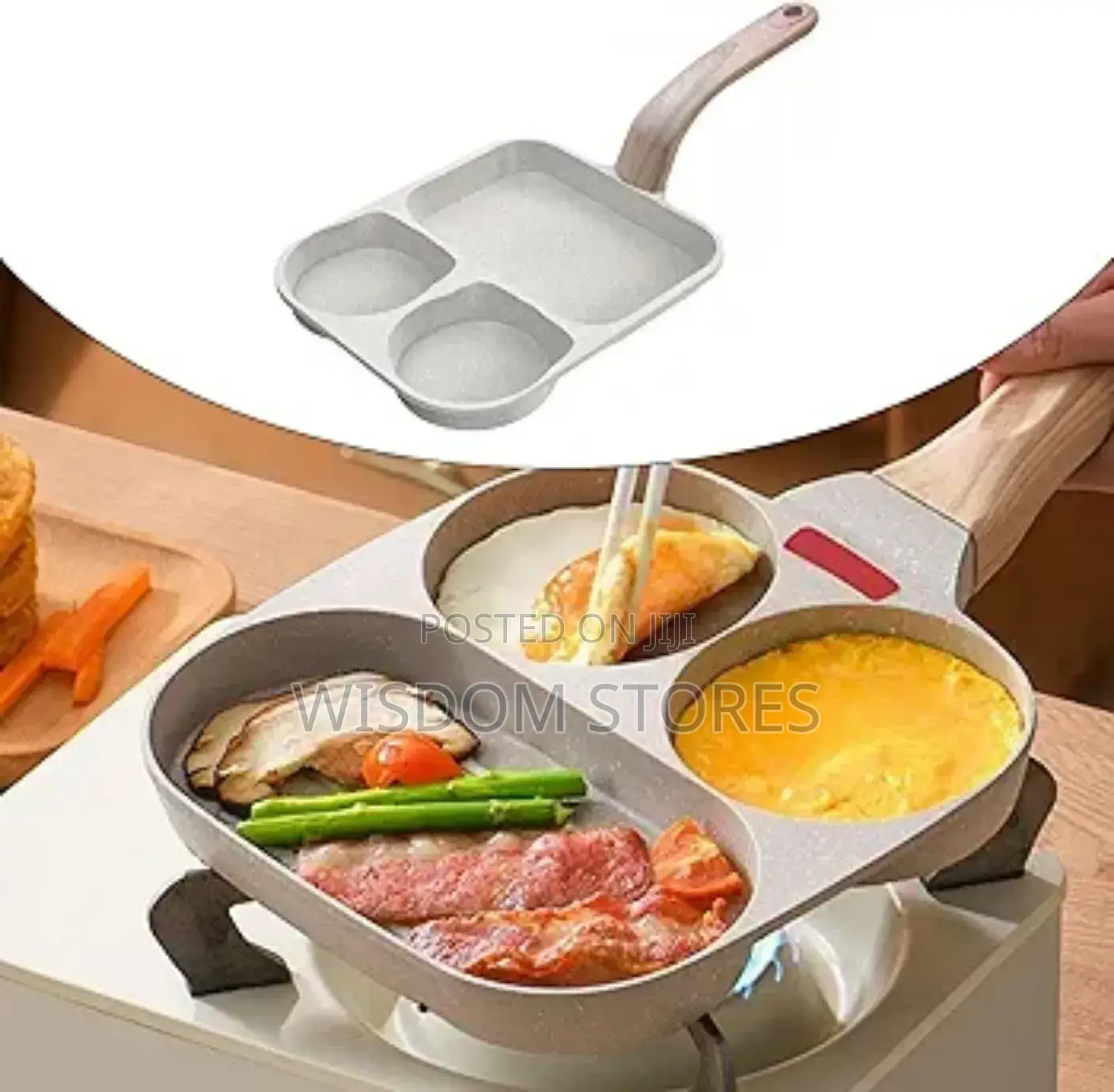 3 in 1frying Pan Multi Section Breakfast Pan for Frying Vegetable Grey
