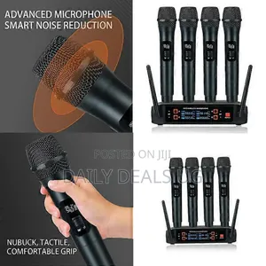 Professional VHF Wireless System 4 Channel Handheld Karaoke Microphone
