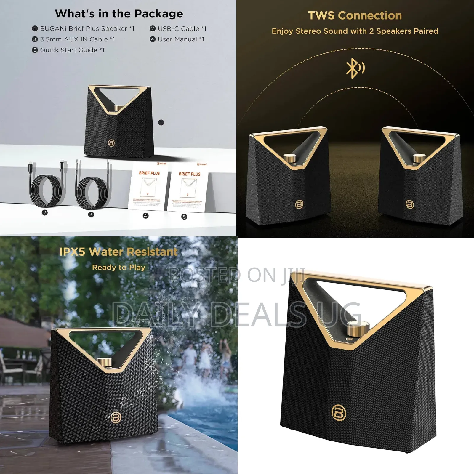 Bugani Brief Plus Portable 80w Powerful Bluetooth Speaker, 12 Hours