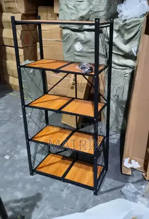 5 Tier Folding Wooden Organizer Rack for Home Office