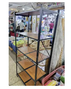 5 Tier Folding Wooden Organizer Rack for Home Office