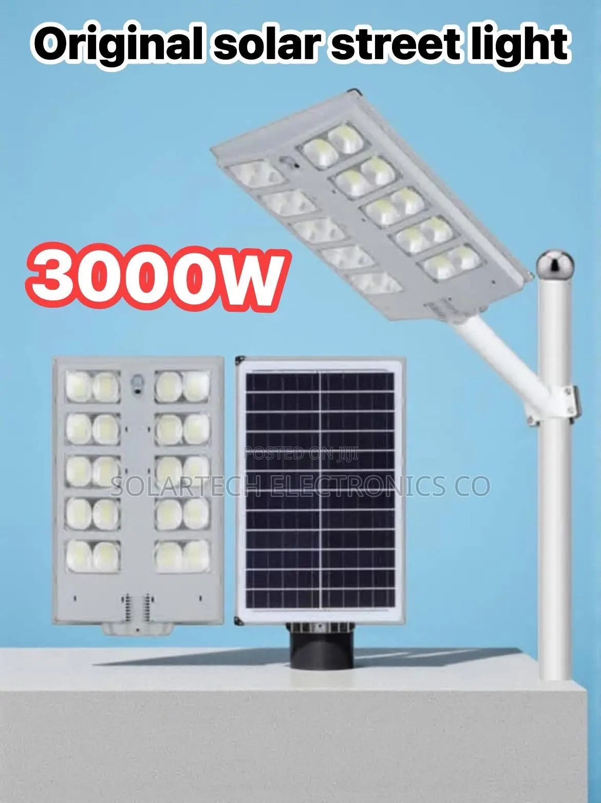3000w Solar Powered Street Light W/ Motion Sensor Remote