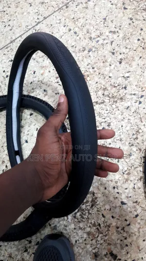 Black Leather and Cloth Steering Wheel Covers