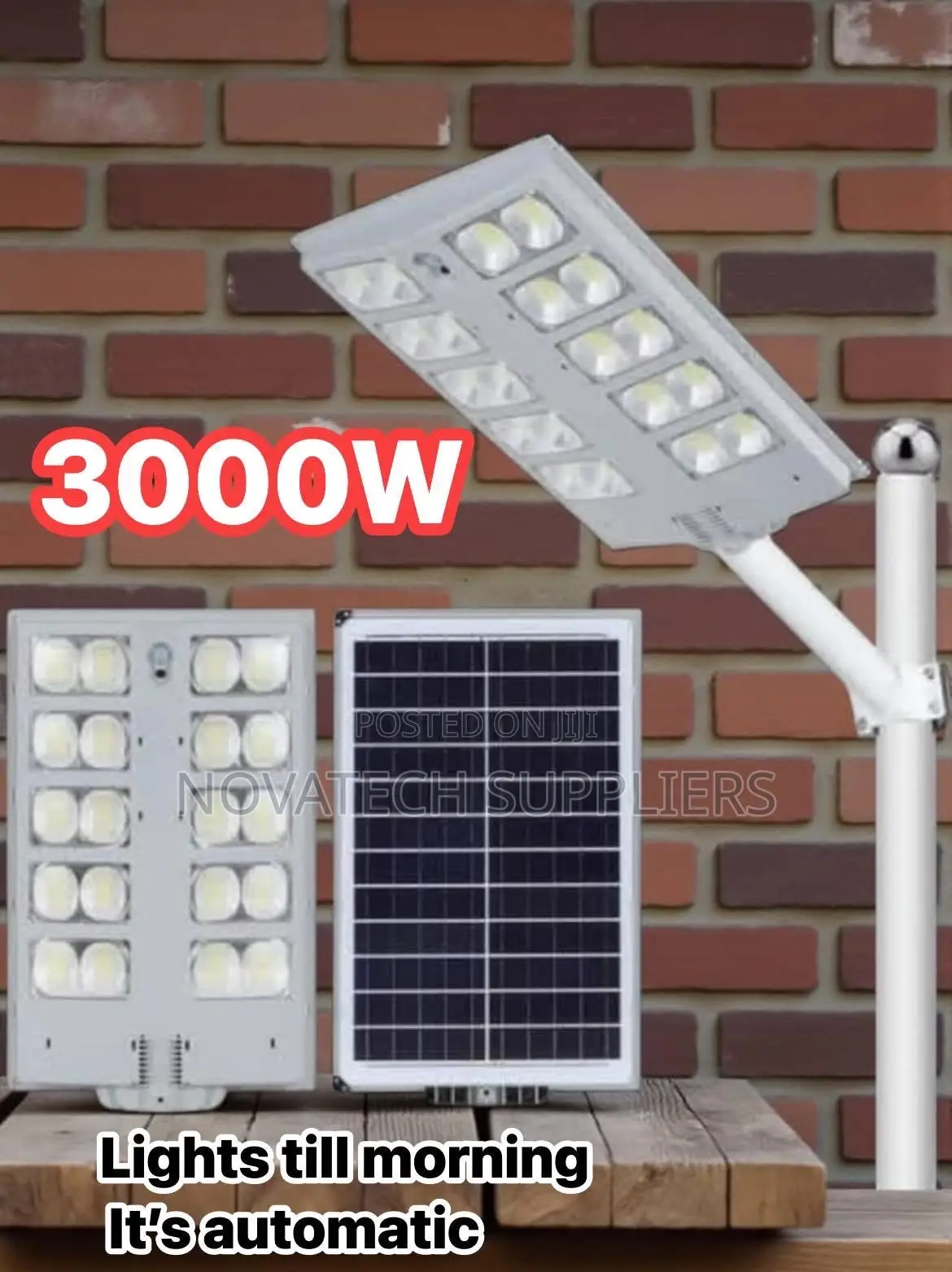 3000w Solar Powered Street Light W/ Motion Sensor Remote