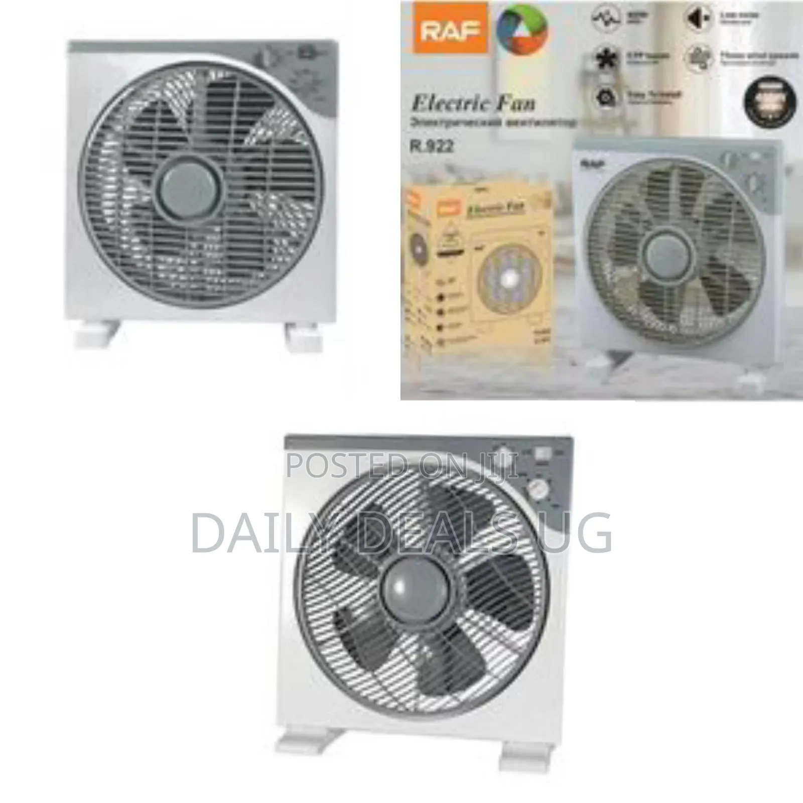 Raf Portable Box Fan With Multiple Speed Settings - Multicolor