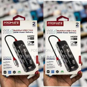 Promate 11 in 1 Multiport Usb-C Hub 100w Power Display - Multicolor
