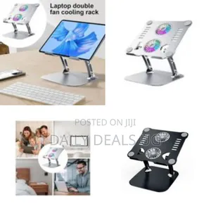 Ergonomic Laptop Cooling Stand With RGB Fans