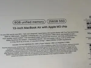 New Laptop Apple MacBook Air 8GB Apple M1 SSD 256GB