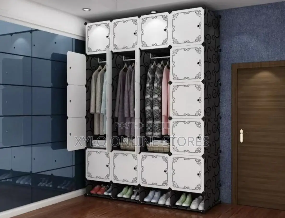 A 4 Column Elegant Plastic Wardrobe With Shoe Storage