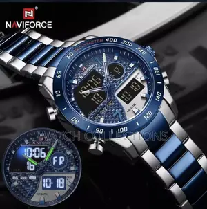 Analog and Digital Mens Metallic Naviforce Watch