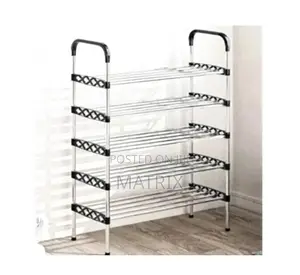 Stainless Shoe Rack + Steel Pipes (5 Layers)