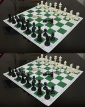 Portable Tournament-Style Plastic Chess Set With Roll-Up Mat