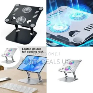 Adjustable Laptop Stand With Cooling Fans - Multicolor
