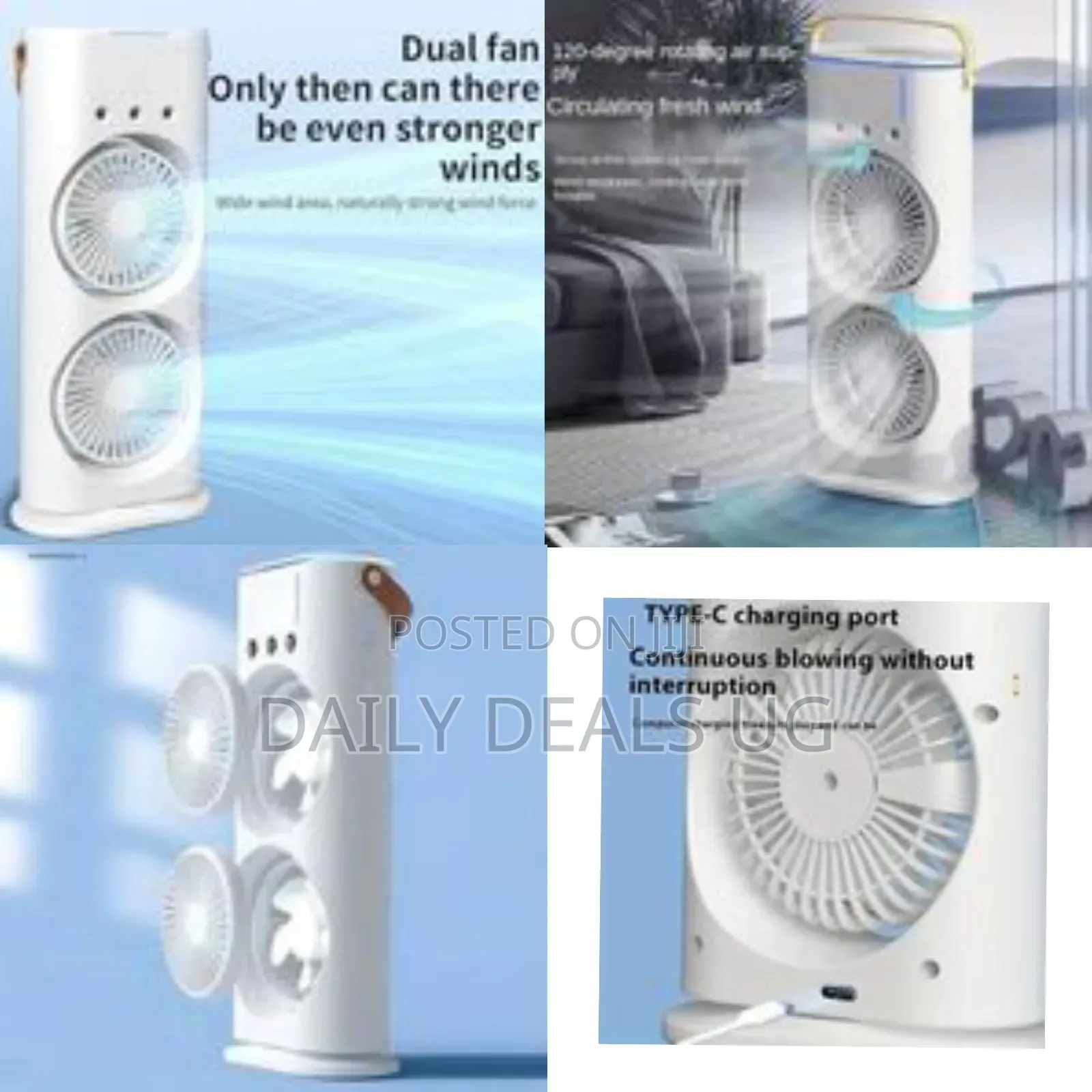 Double Head Spray Cooling Fan - White