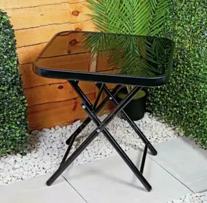 A Folding Glass Table Black