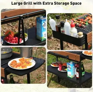 Multifunctional Camping Grill Griddle With Storage Shelf