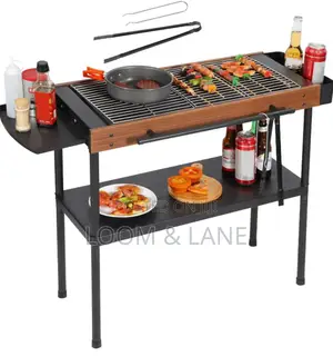 Multifunctional Camping Grill Griddle With Storage Shelf