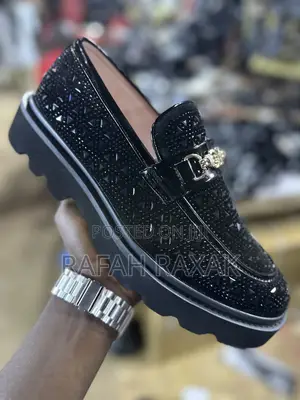 Classic Men’S Luxury Designer Glittering Stoned Loafers