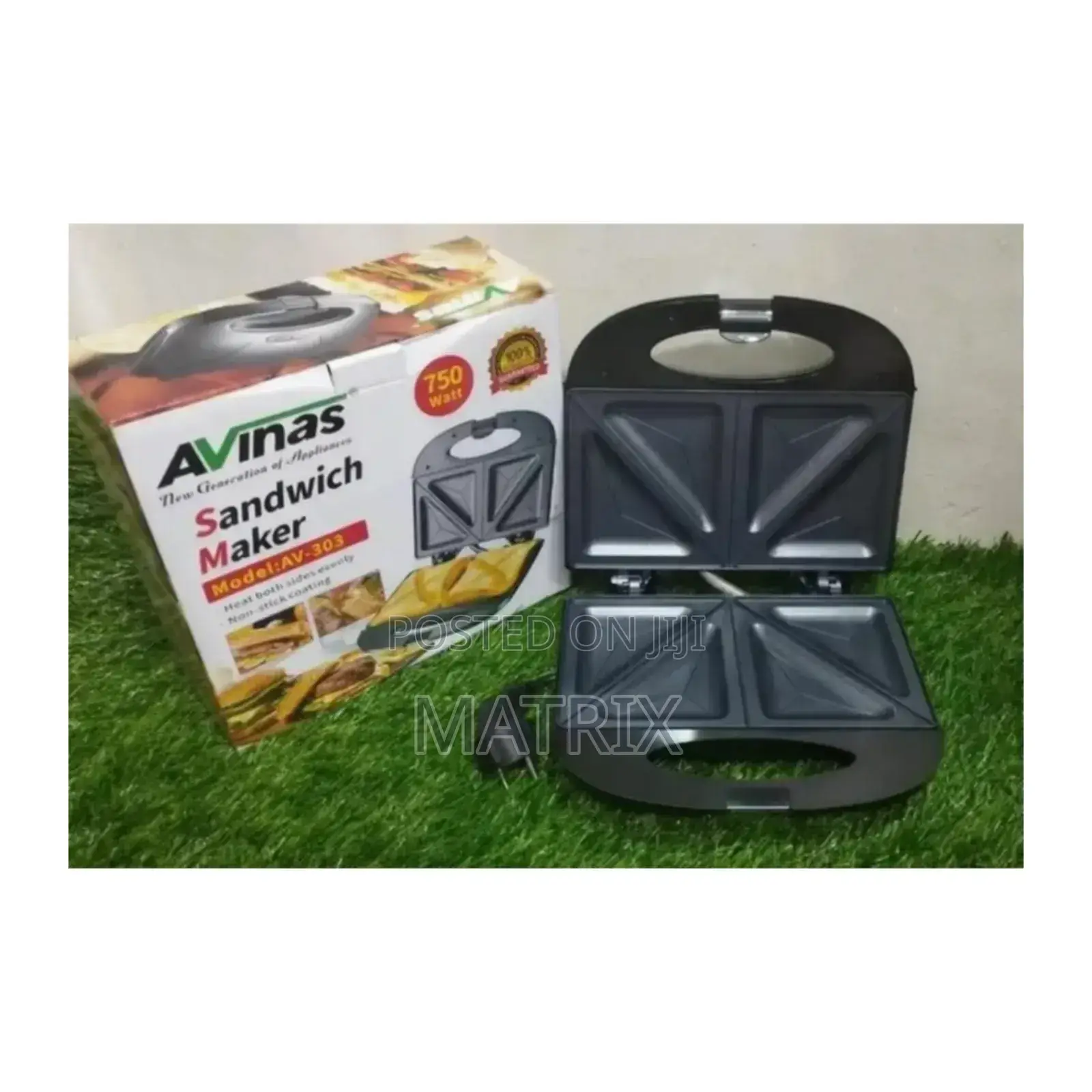 2 Slice Sandwich Maker Non Stick Surface Bread Toaster Baker