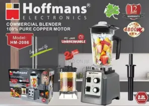 Hoffmans Hm-2086 Commercial Blender With 4800w 100% Pure Copper Motor