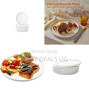 6-Piece Set of Classic White Porcelain Dinner Plates