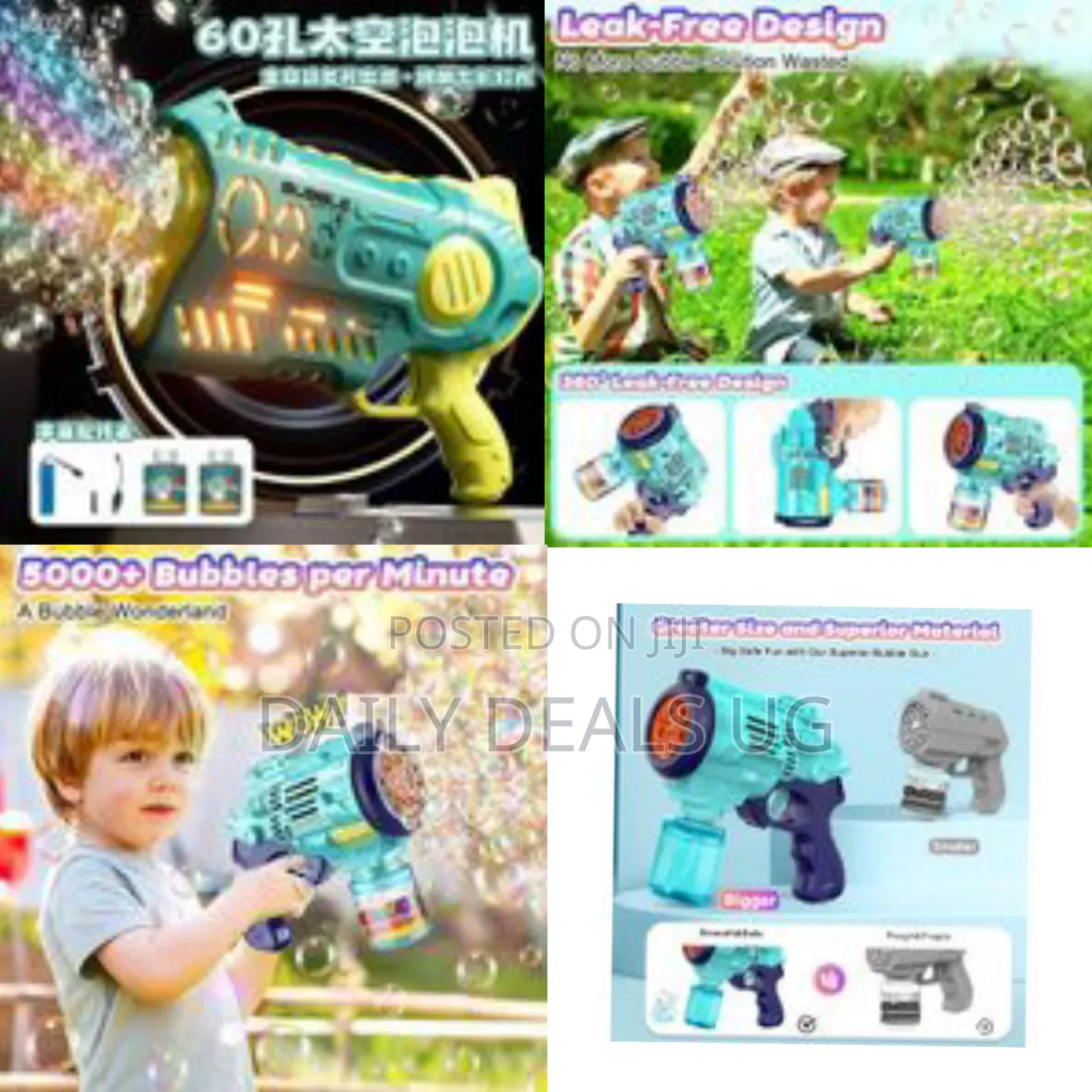 60-Hole Fully Automatic Bubble Machine Gun With Colorful Led Lights