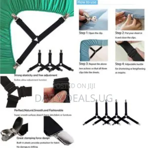 Adjustable Bed Sheet Fasteners / Straps With Metal Clips - Multicolor