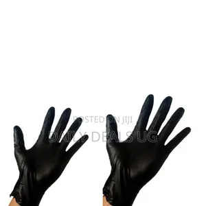 A Box Of 100 Pcs Black Nitrile Gloves-black