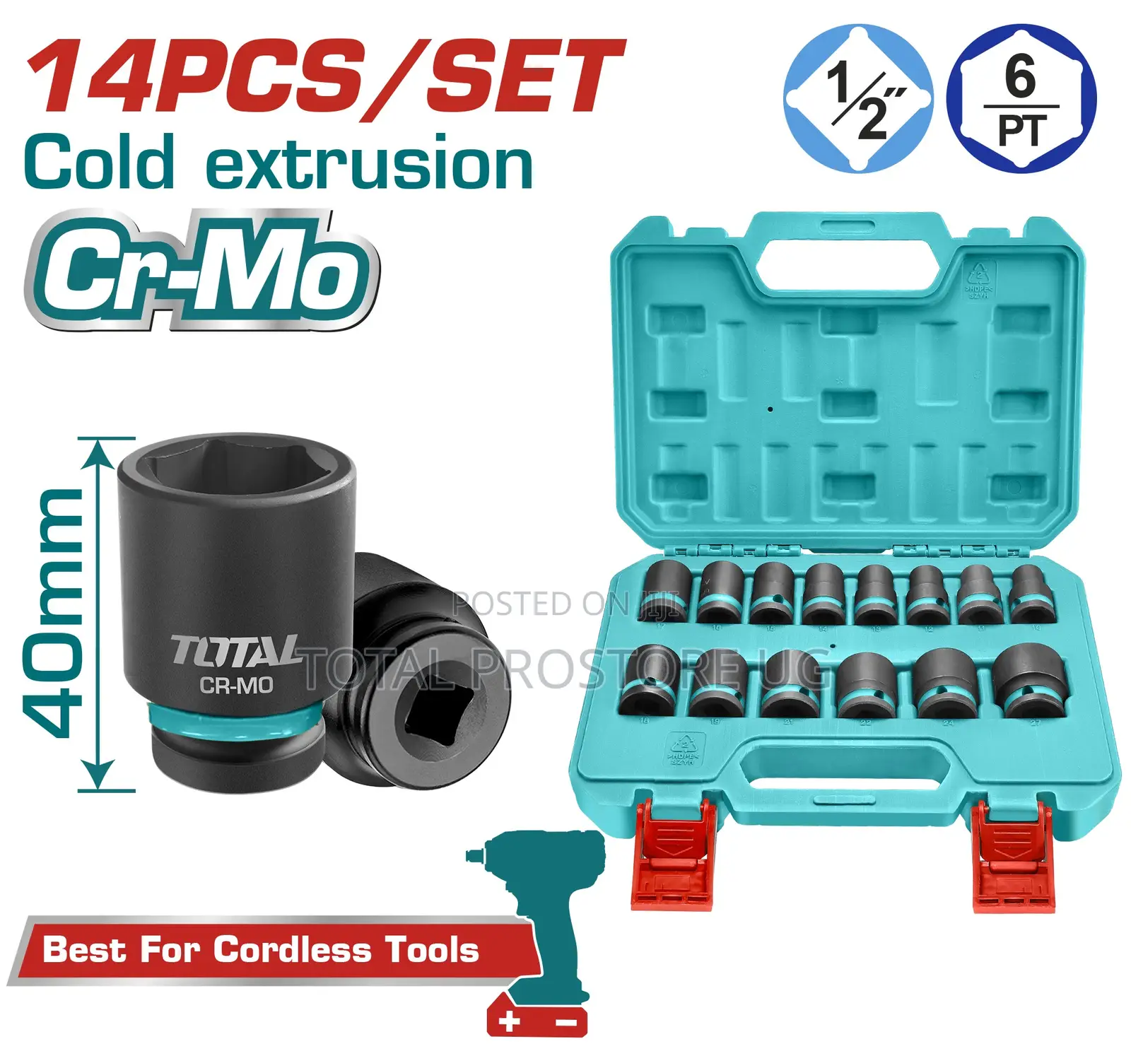 14pcs 1/2" Dr Impact Socket Set.