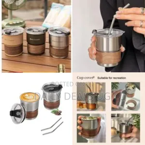 Insulated Stainless Steel Coffee Tumbler With Wooden Grip