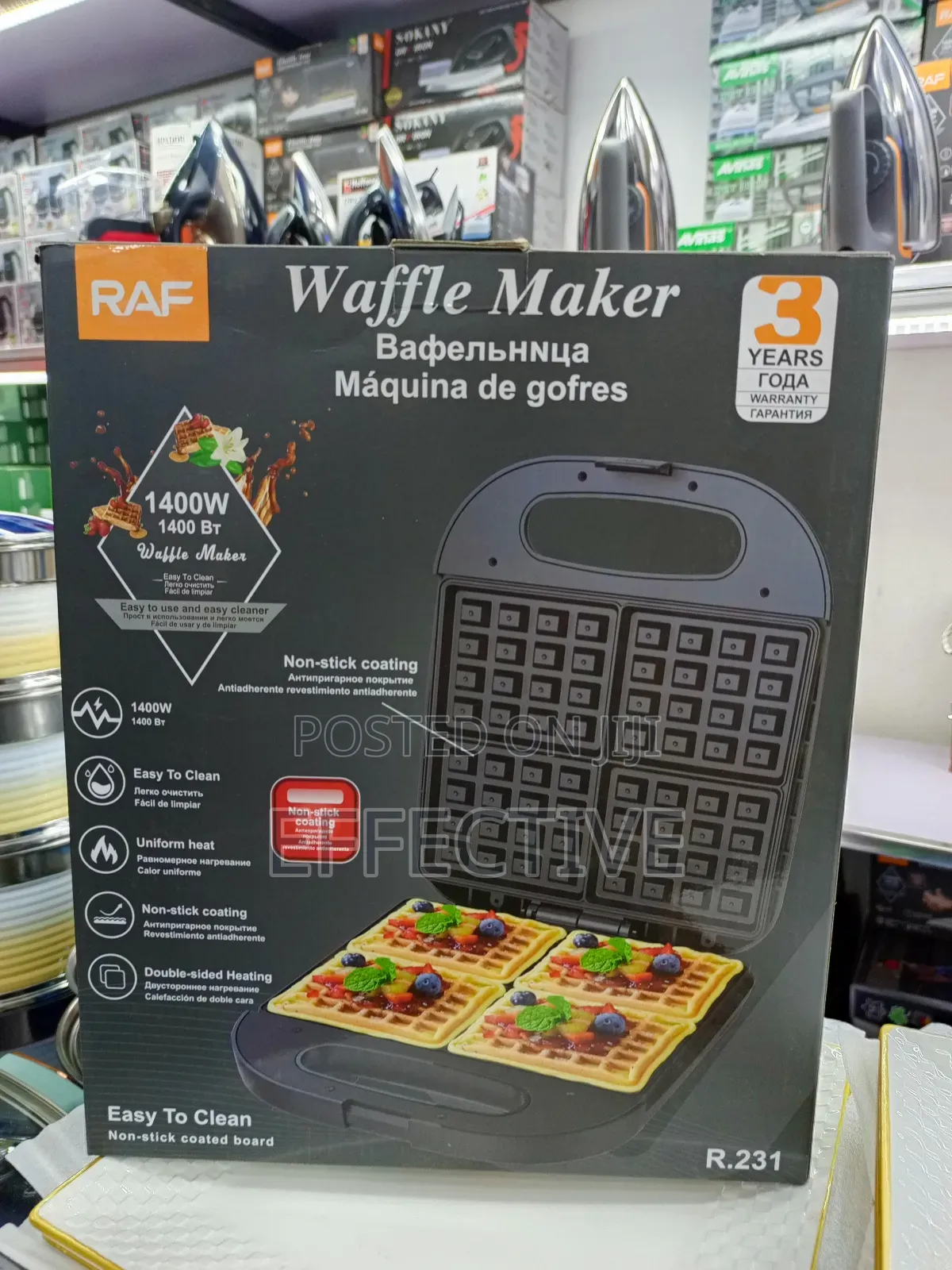 Raf 4-Slice Electric Non-Stick Waffle Maker.
