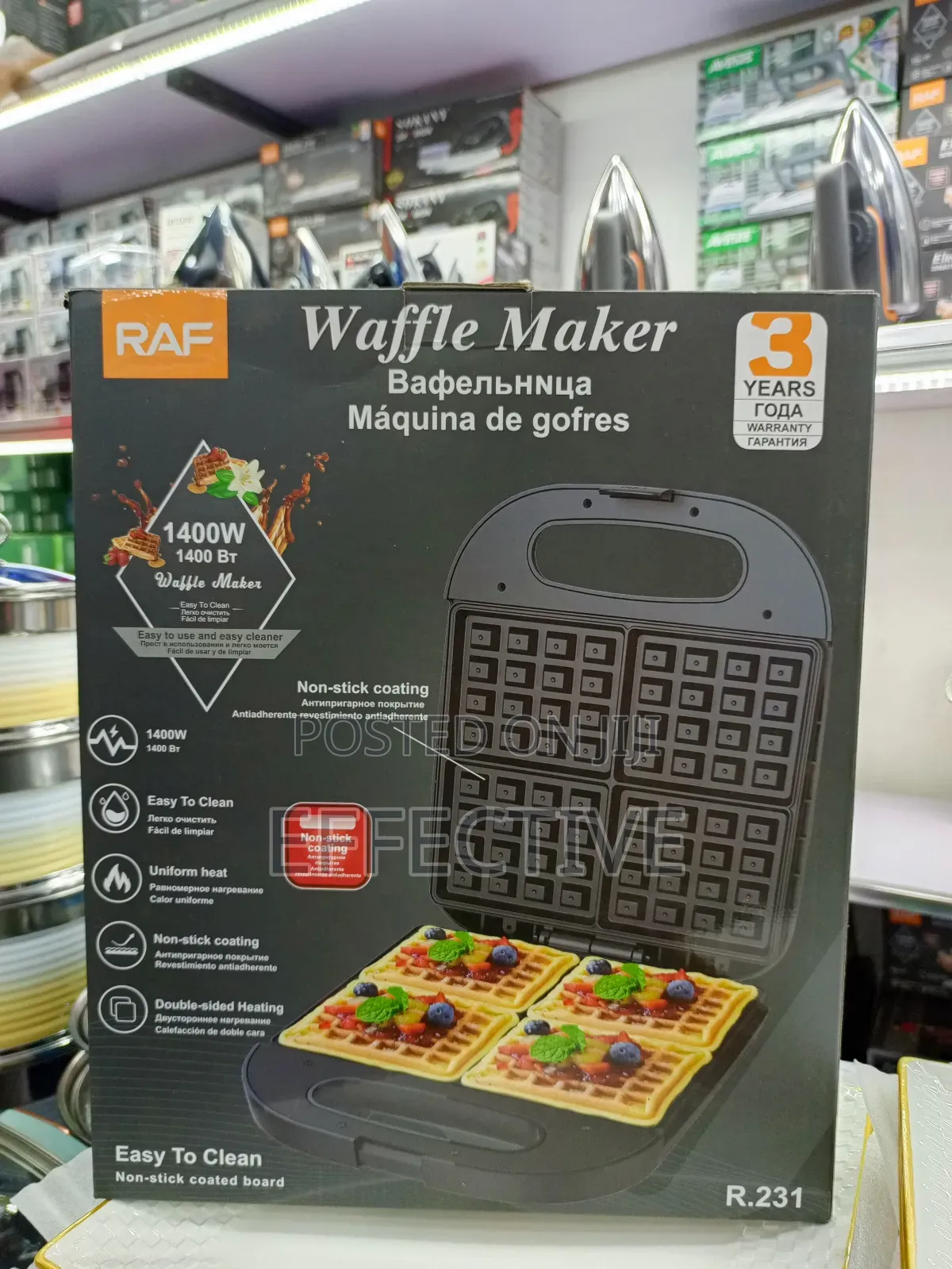 Raf 4-Slice Electric Non-Stick Waffle Maker.