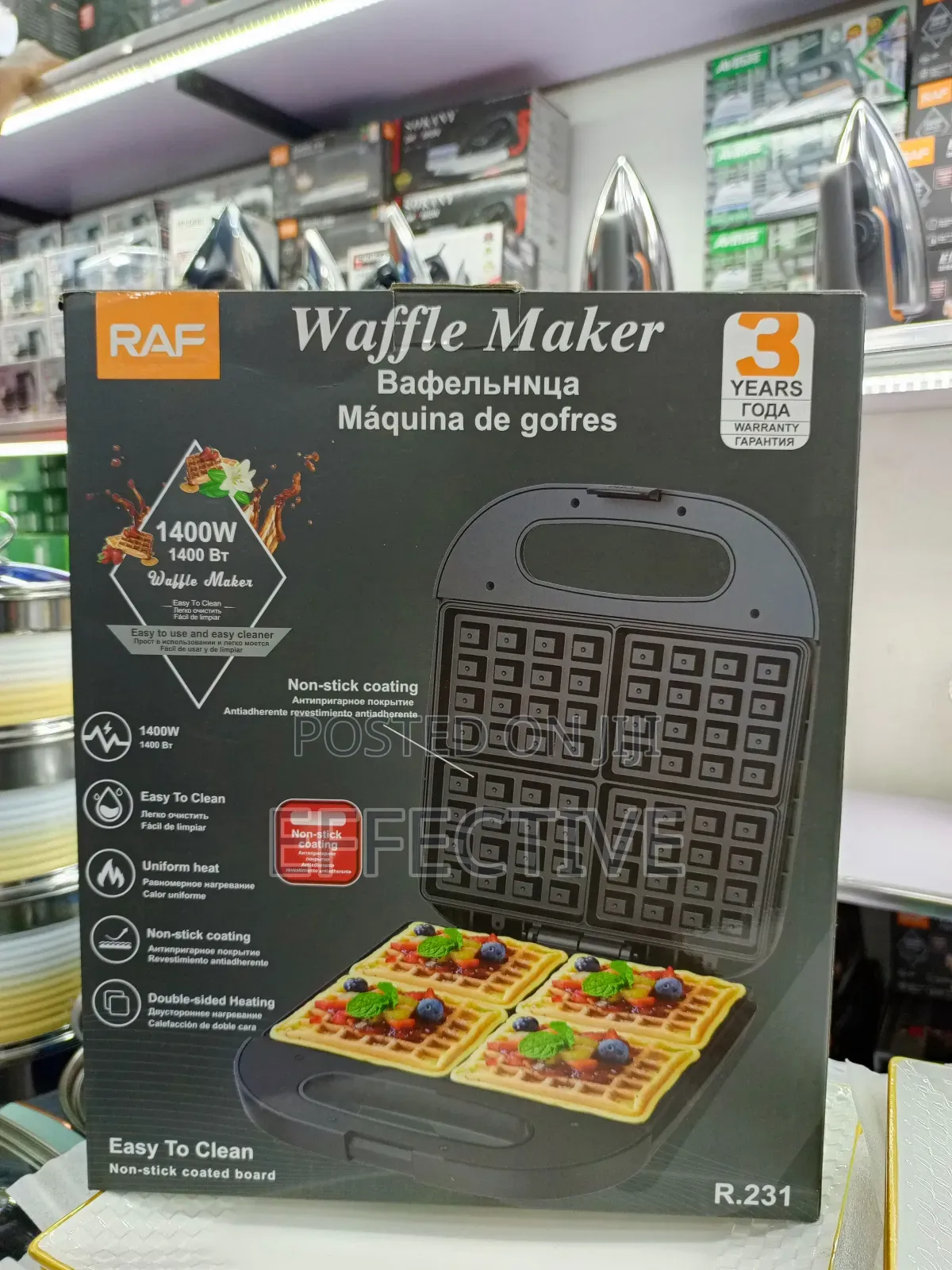 Raf 4-Slice Electric Non-Stick Waffle Maker.