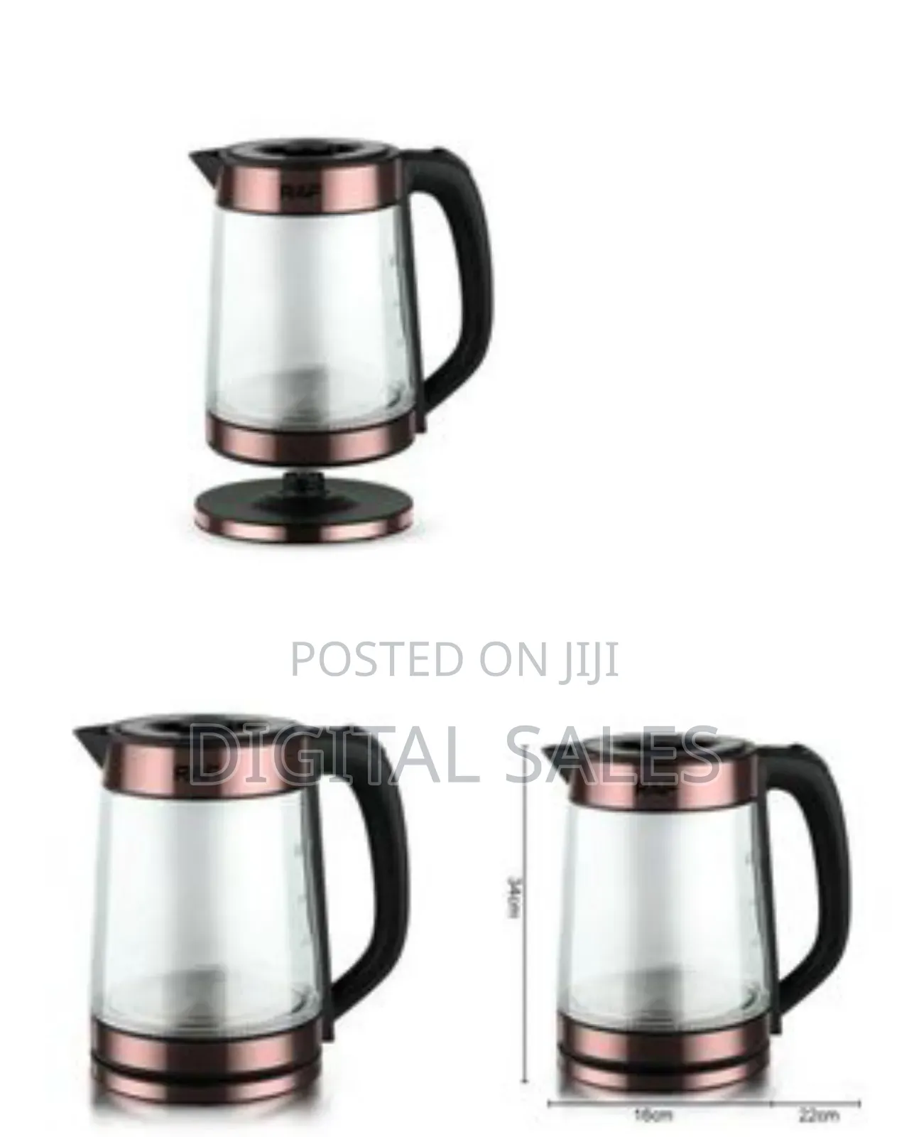 Raf Brosilicate Glass Kettle, 2.2l - Multicolor