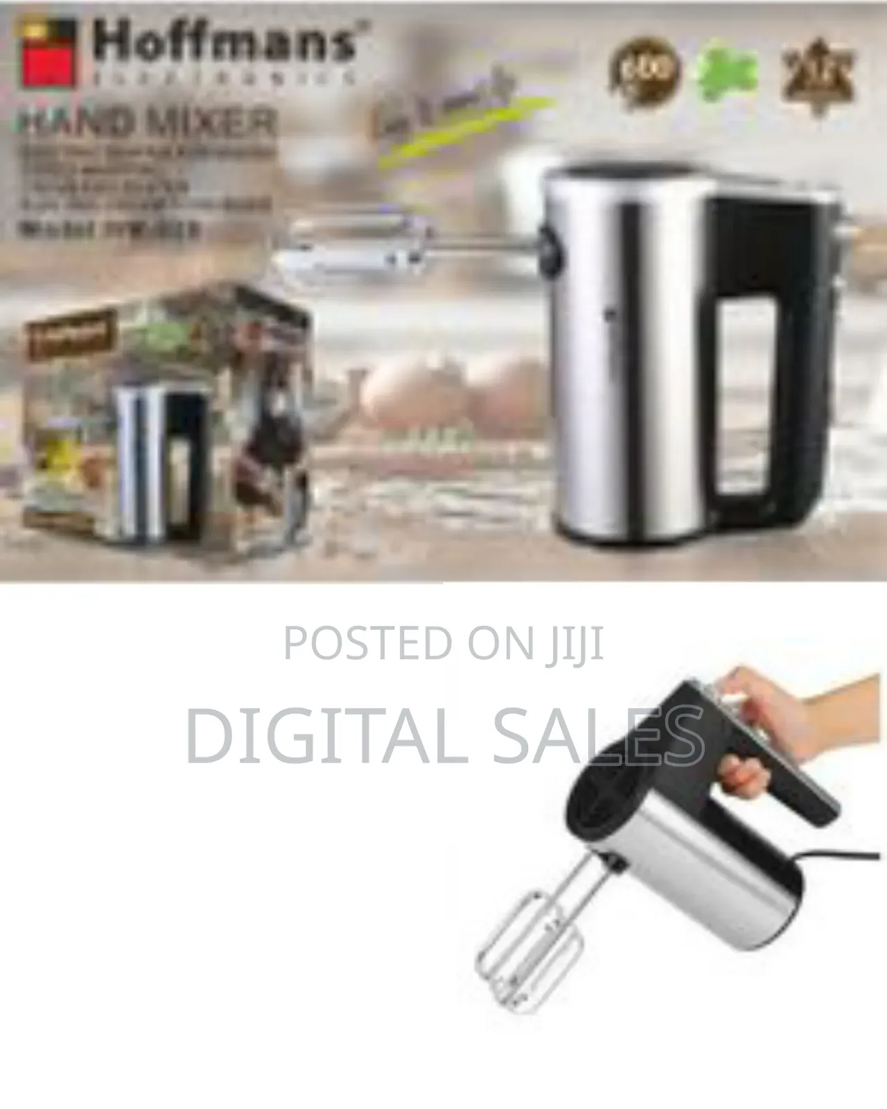 Hoffmans Hm-929 Electric 600w Hand Mixer With Double Rod Design